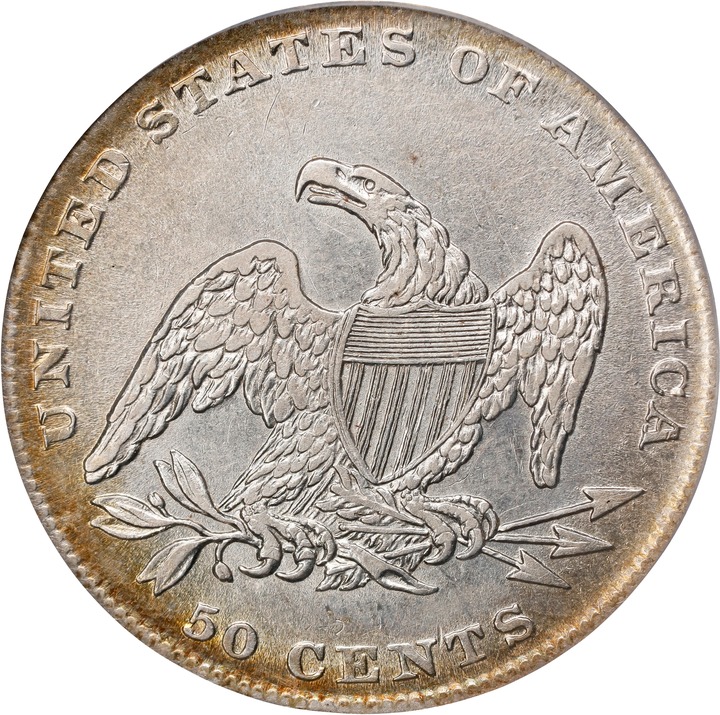 Capped Bust Half Dollar 50c Reeded Edge, 1836-1839 [Type] AU50 CAC thumbnail 2