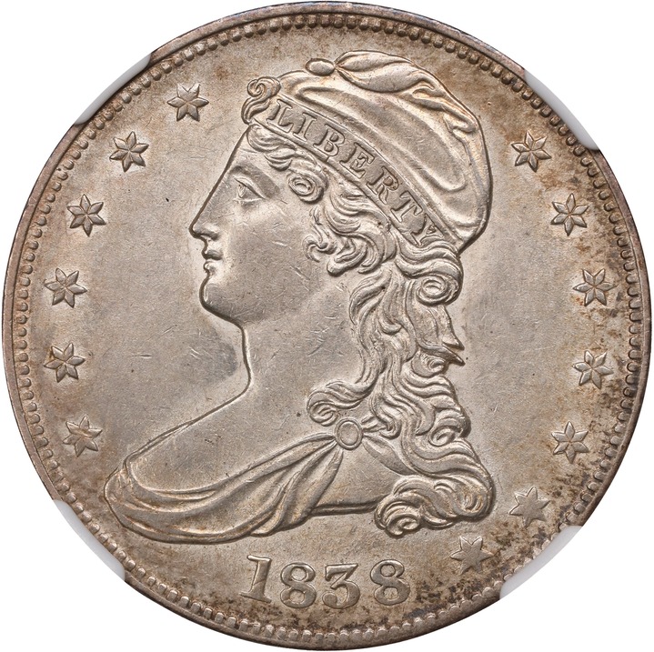1838 50c Reeded Edge AU53 CAC thumbnail 5