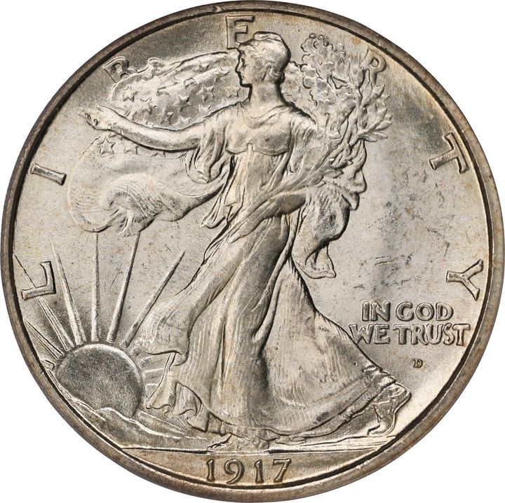 1917-D 50c Mintmark Obverse MS thumbnail 12
