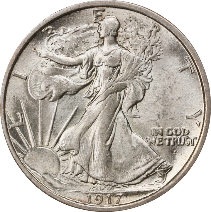 1917-D 50c Mintmark Obverse MS thumbnail 13