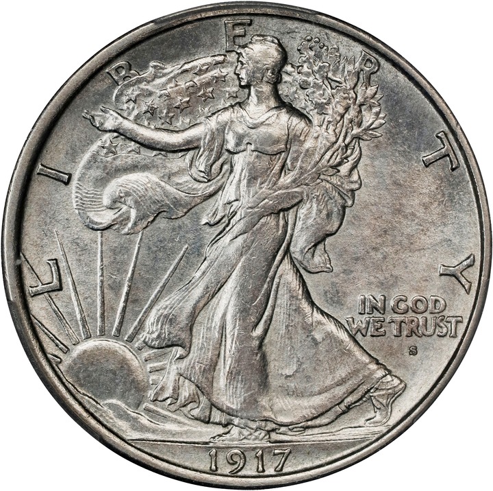 1917-S 50c Mintmark Obverse MS thumbnail 7