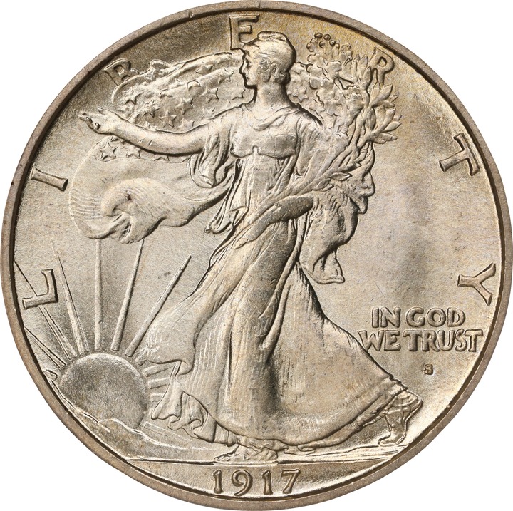 1917-S 50c Mintmark Obverse MS thumbnail 8