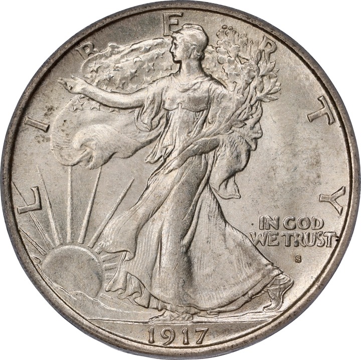 1917-S 50c Mintmark Obverse MS thumbnail 9