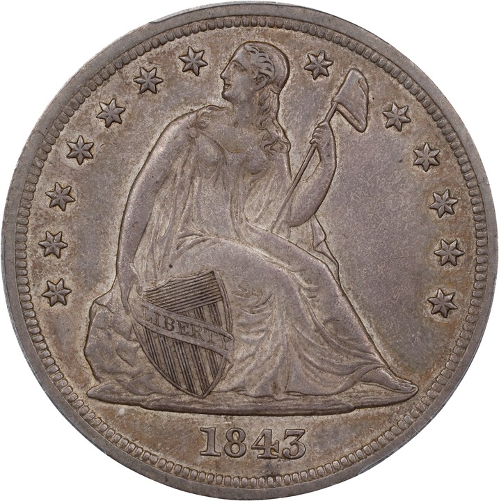 1843 $1 AU55 thumbnail 3
