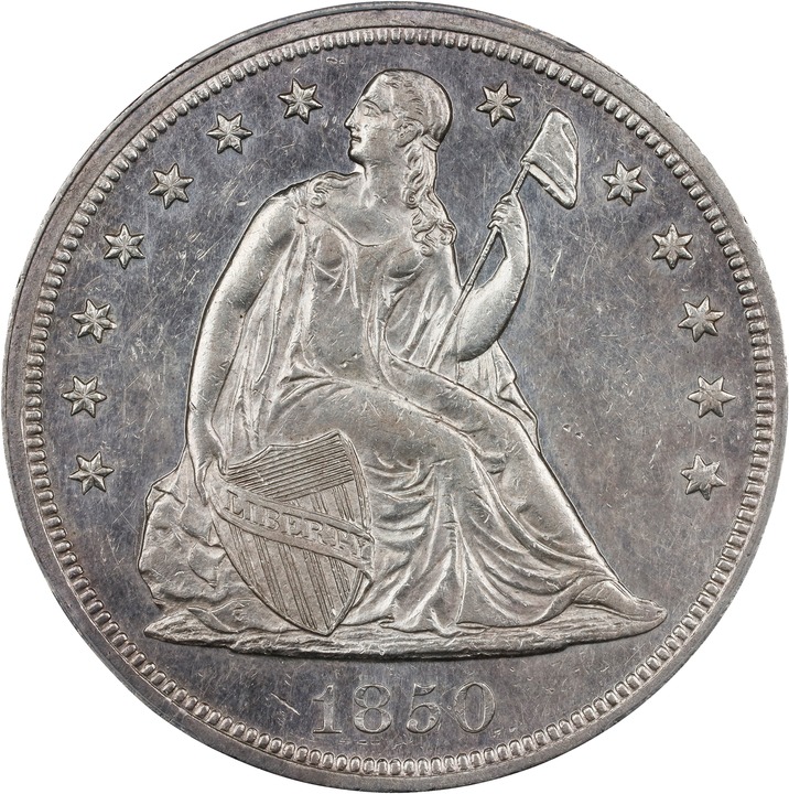 1850 $1 MS61 CAC thumbnail 23