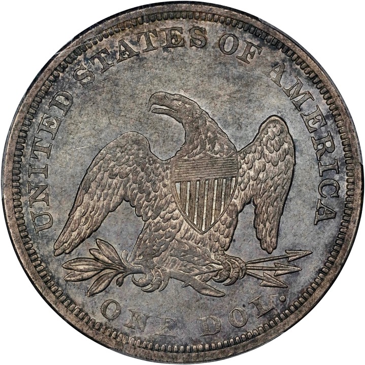 1857 $1 AU55 CAC thumbnail 2