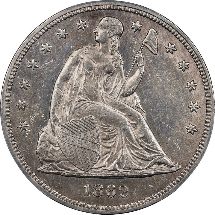 1862 $1 AU53 CAC thumbnail 4