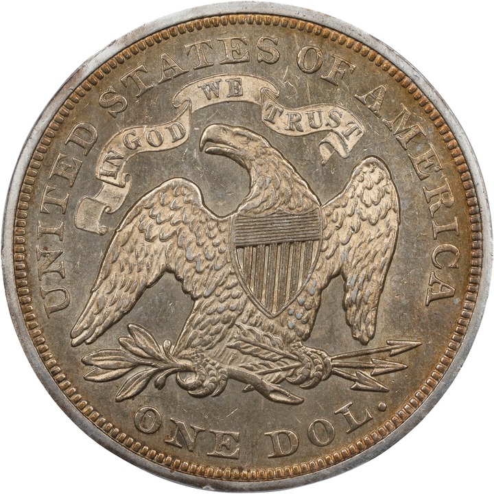 1867 $1 AU55 CAC thumbnail 2