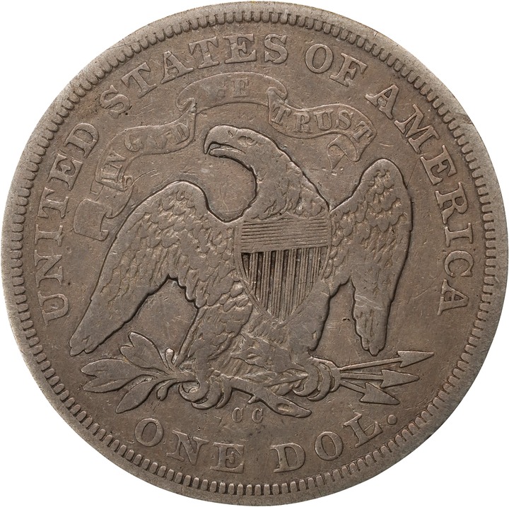 Seated Liberty Dollar $1  Motto on Reverse, 1866–1873 [Type] AG2 CAC thumbnail 8