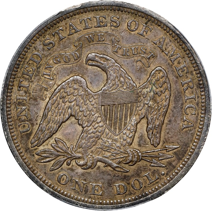 1873 $1  Seated Liberty AU55 thumbnail 2
