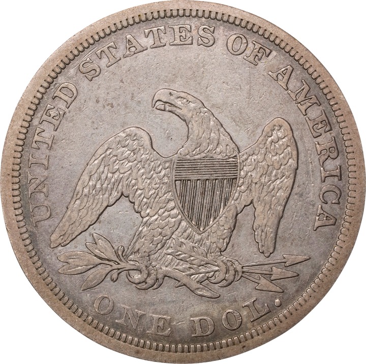 1858 $1 PR64 CAC thumbnail 22