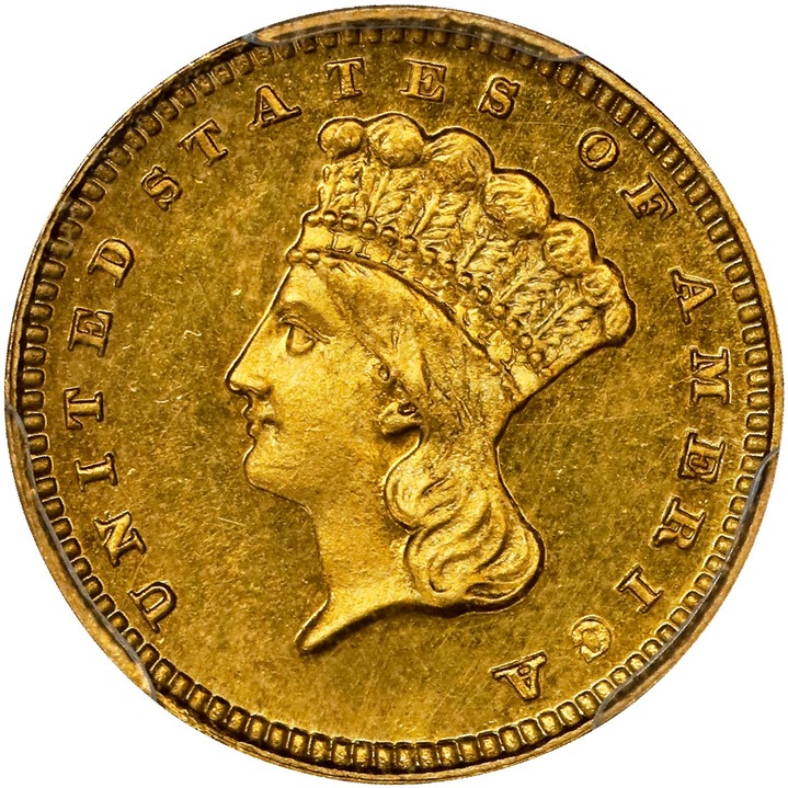 Image for Liberty Gold Dollar G$1 Type 3, 1856-1889 [Type] PR62 CAC