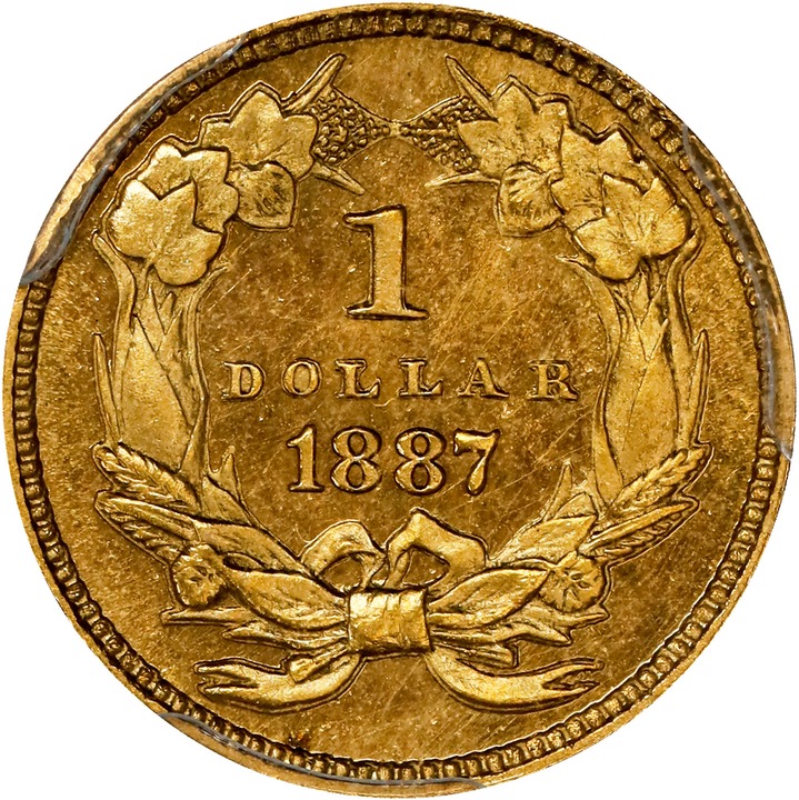 Liberty Gold Dollar G$1 Type 3, 1856-1889 [Type] PR62 CAC thumbnail 2