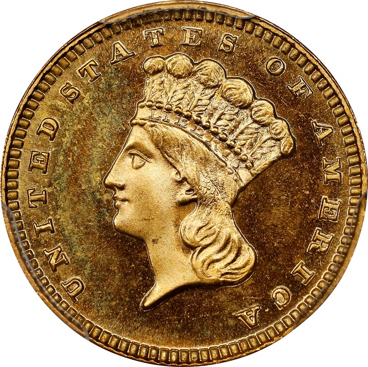 Liberty Gold Dollar G$1 Type 3, 1856-1889 [Type] PR66 thumbnail 3