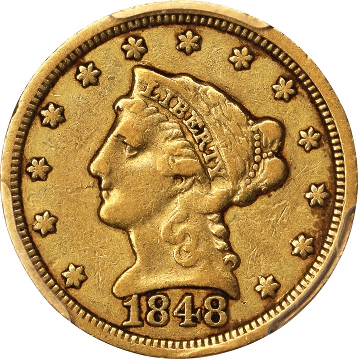 1848 $2 1/2 CAL. MS thumbnail 2