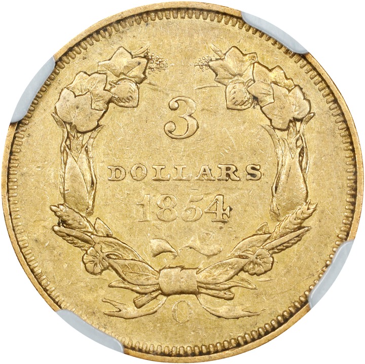 1854-O $3 AU50 thumbnail 2