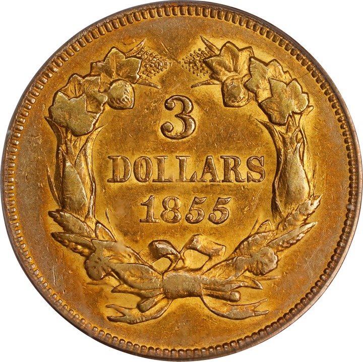 Three Dollar Gold Princess $3  1854-1889 [Type] AU50 thumbnail 2
