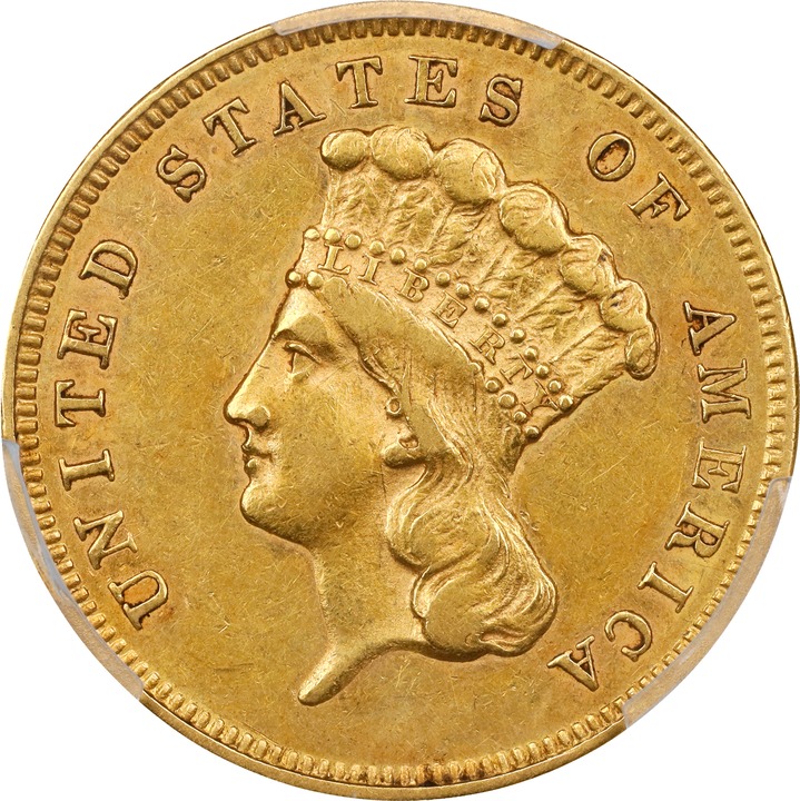 Image for 1856-S $3 AU55 CAC