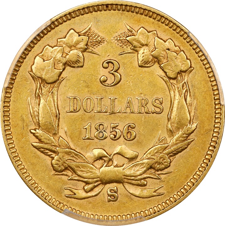 1856-S $3 AU55 CAC thumbnail 2