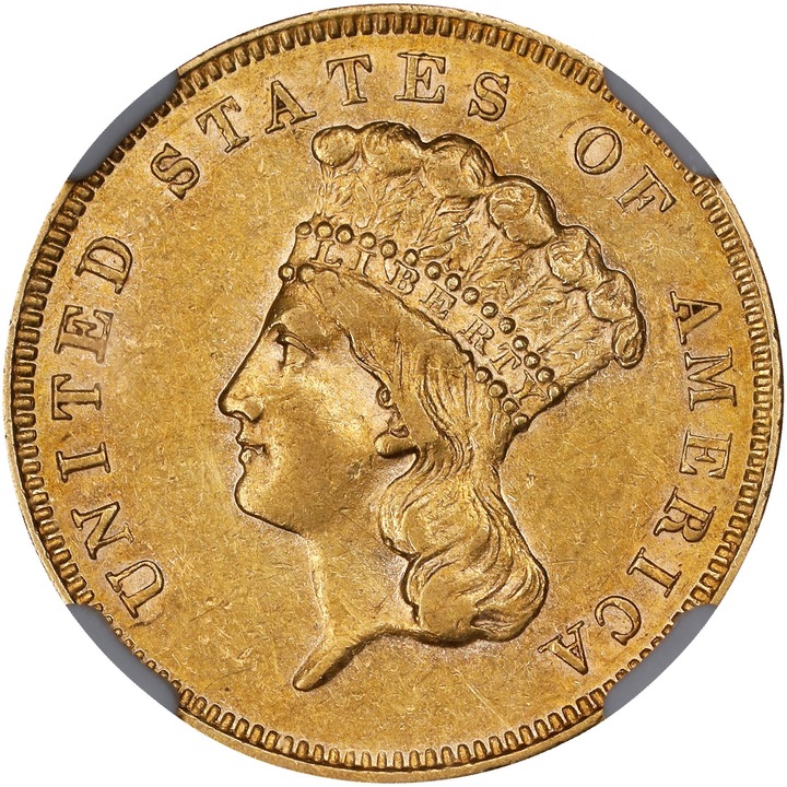 Image for 1856-S $3 AU53 CAC