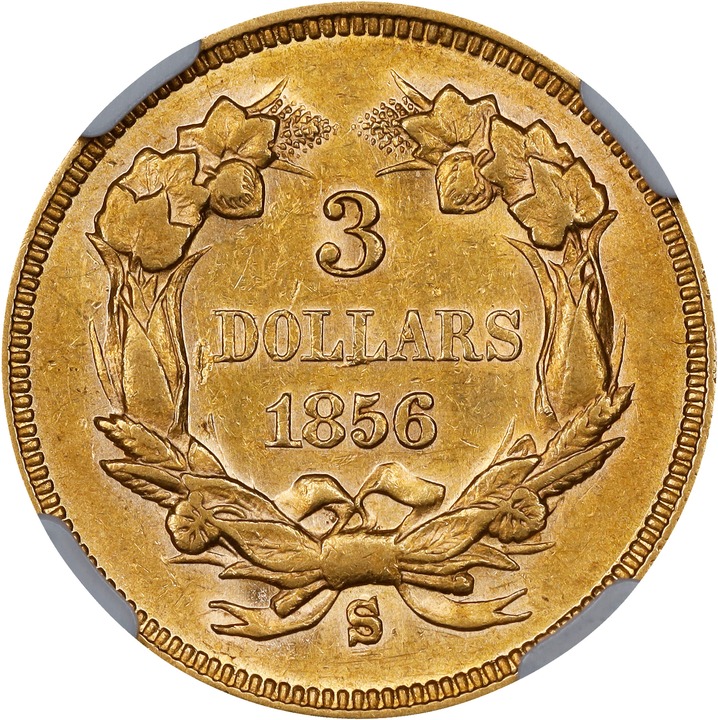 1856-S $3 AU53 CAC thumbnail 2