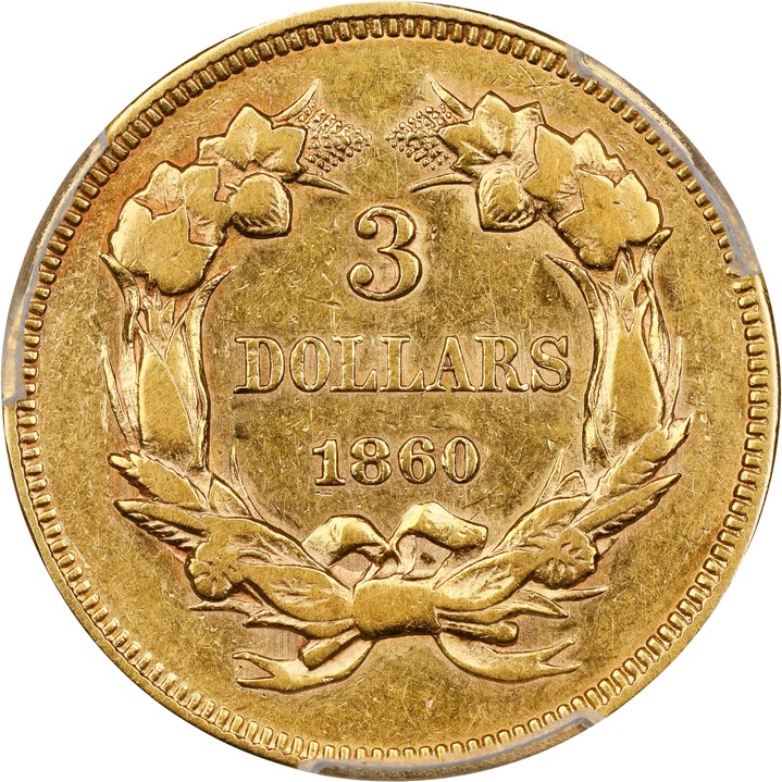 1860 $3 AU50 thumbnail 2