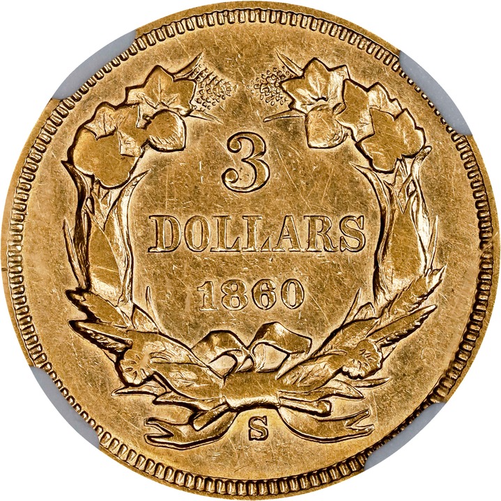 1860-S $3 MS62 CAC thumbnail 20