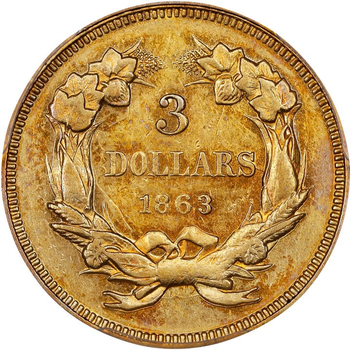 1863 $3 AU55 thumbnail 2