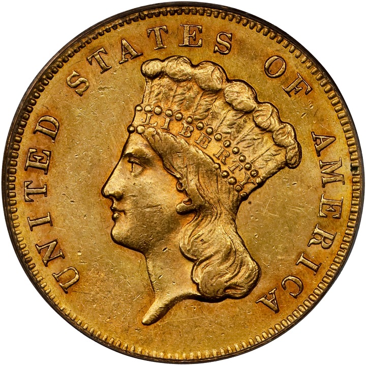 Image for 1864 $3 AU58 CAC