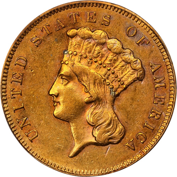 1865 $3 AU55 thumbnail 3