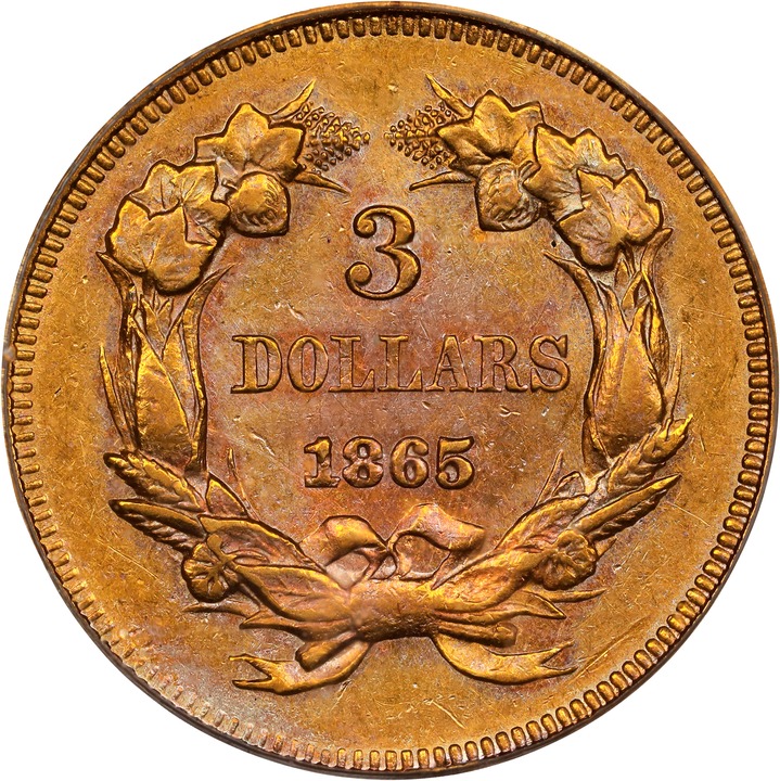 1865 $3 AU55 thumbnail 4