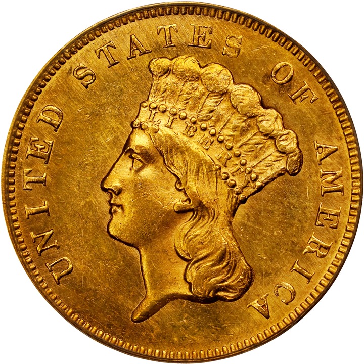 Three Dollar Gold Princess $3  1854-1889 [Type] MS68 CAC thumbnail 15