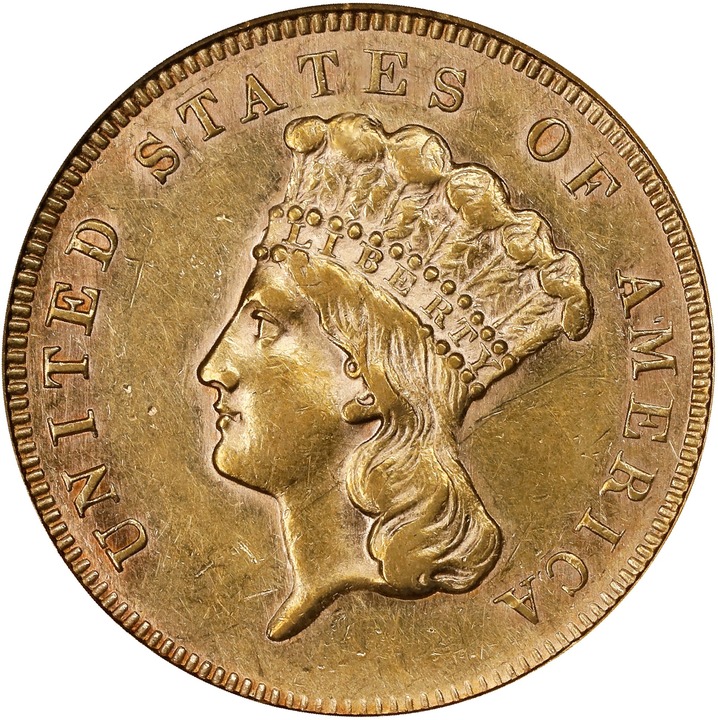 Image for 1866 $3 AU55 CAC