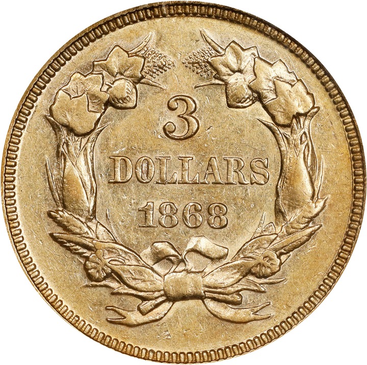 1868 $3 AU58 thumbnail 2