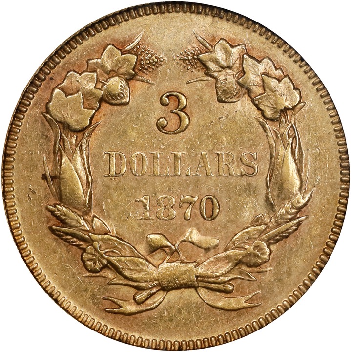 1870 $3 VF30 CAC thumbnail 25