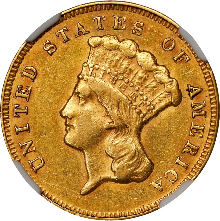 Image for 1874 $3 AU55 CAC