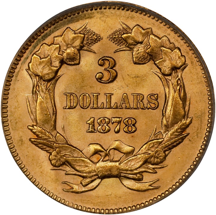 1878 $3 MS63 CAC thumbnail 2