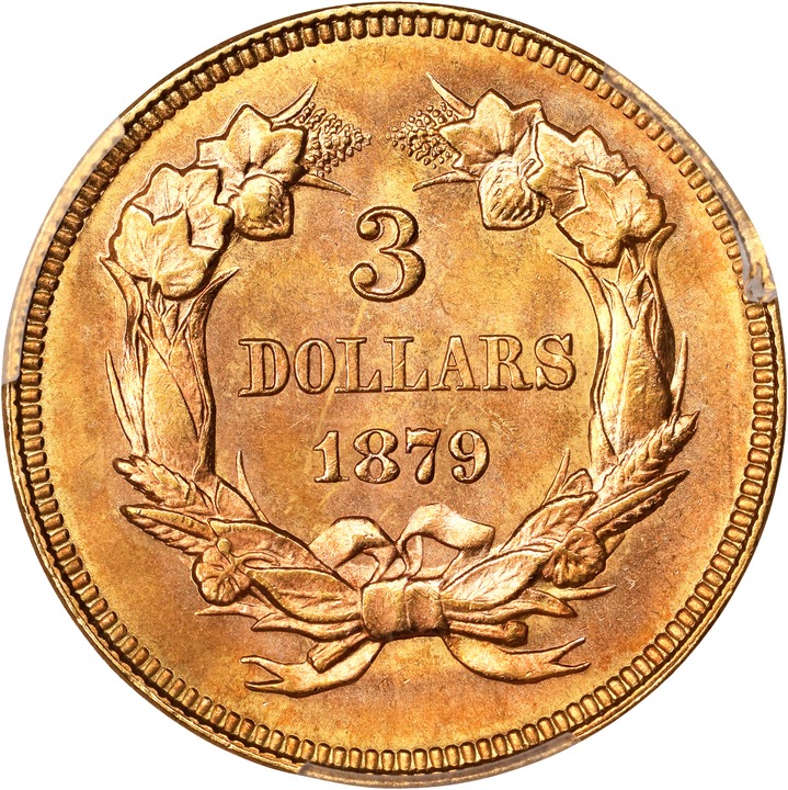 1879 $3 MS65 CAC thumbnail 2