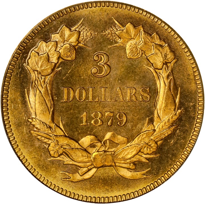 1879 $3 MS63 CAC thumbnail 2