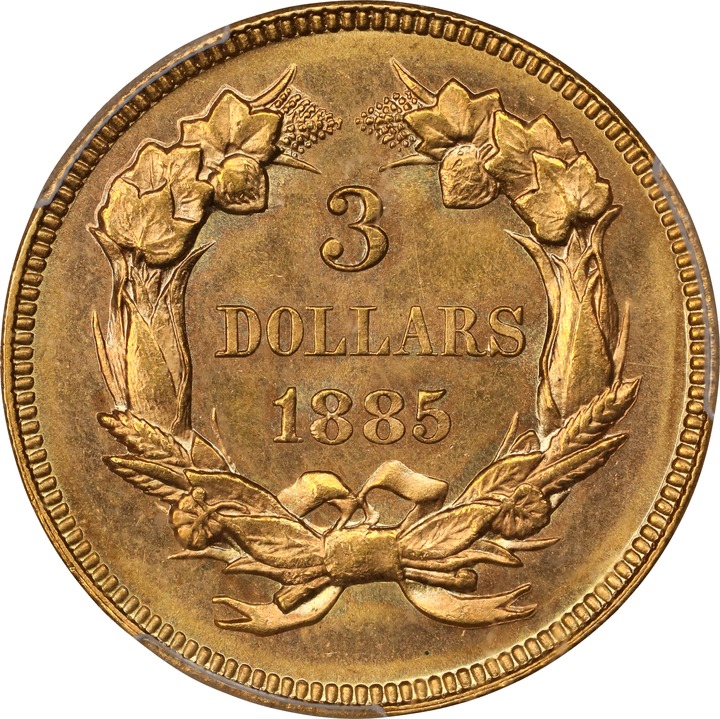 1885 $3 MS65 thumbnail 2