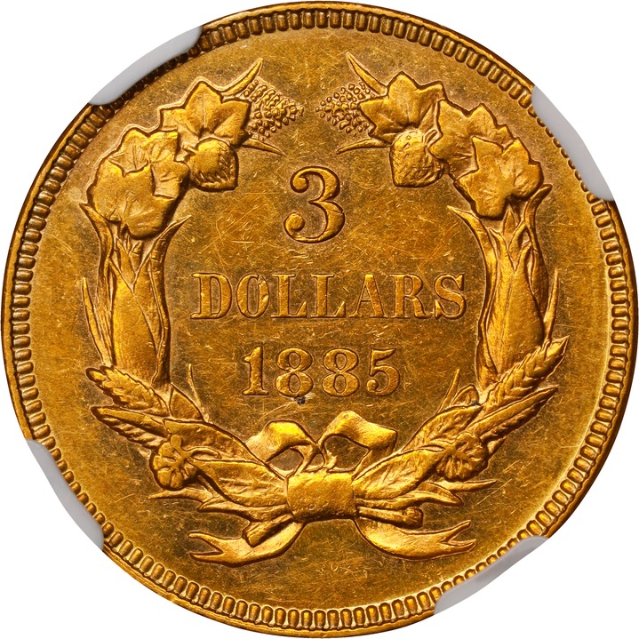 1885 $3 AU58 CAC thumbnail 2