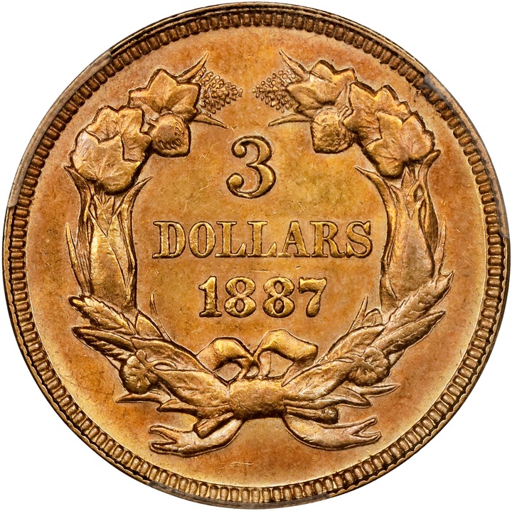 1887 $3 MS62 CAC thumbnail 2