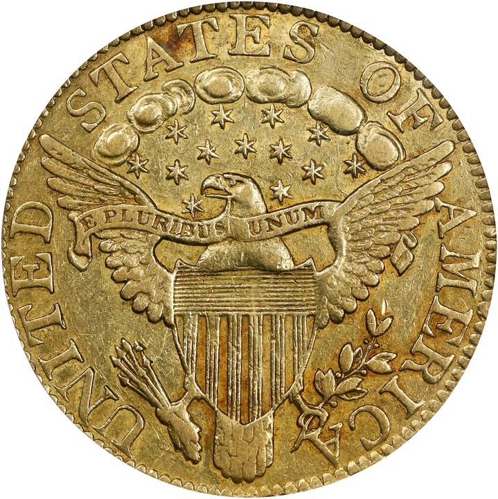 Draped Bust Half Eagle $5  Large Eagle, 1795-1807 [Type] AU50 thumbnail 2