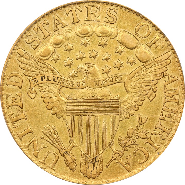 Draped Bust Half Eagle $5  Large Eagle, 1795-1807 [Type] XF45 thumbnail 2