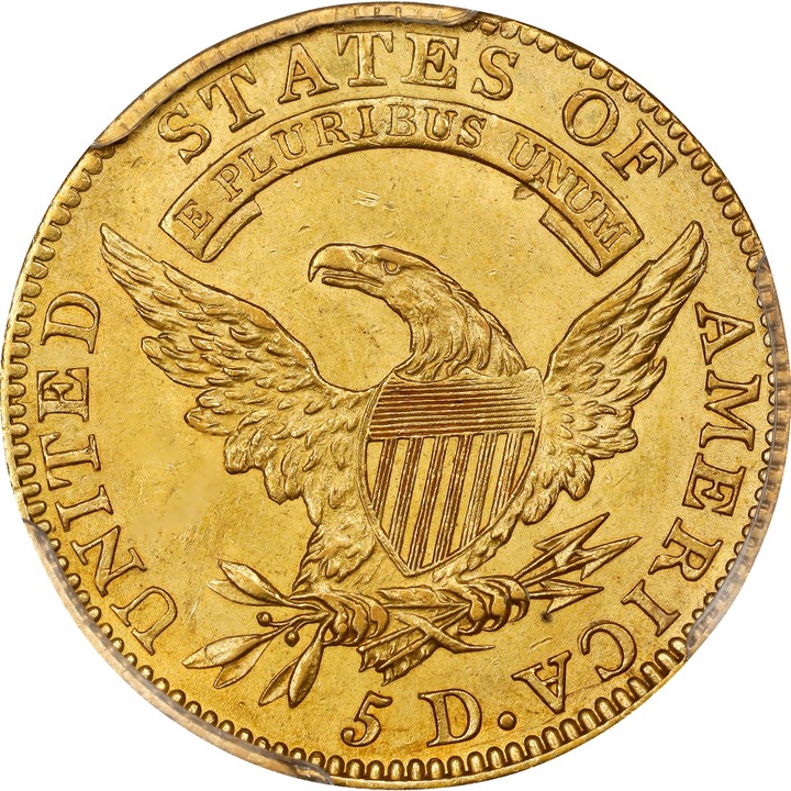 Capped Bust Half Eagle $5  Head Facing Left, 1807-1812 [Type] MS63 thumbnail 2
