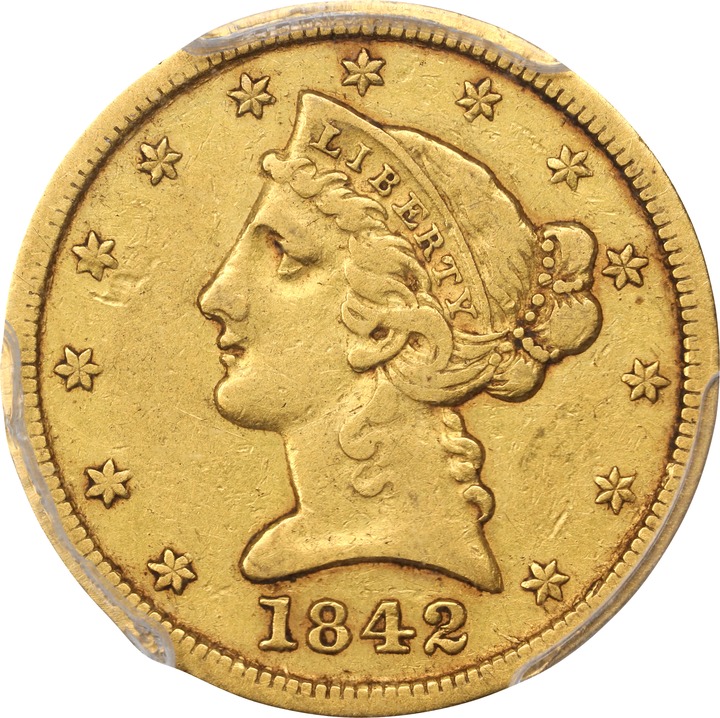 1842-D $5  Large Date MS thumbnail 2