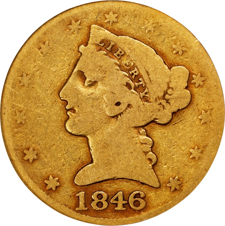 1846 $5  Large Date MS thumbnail 5