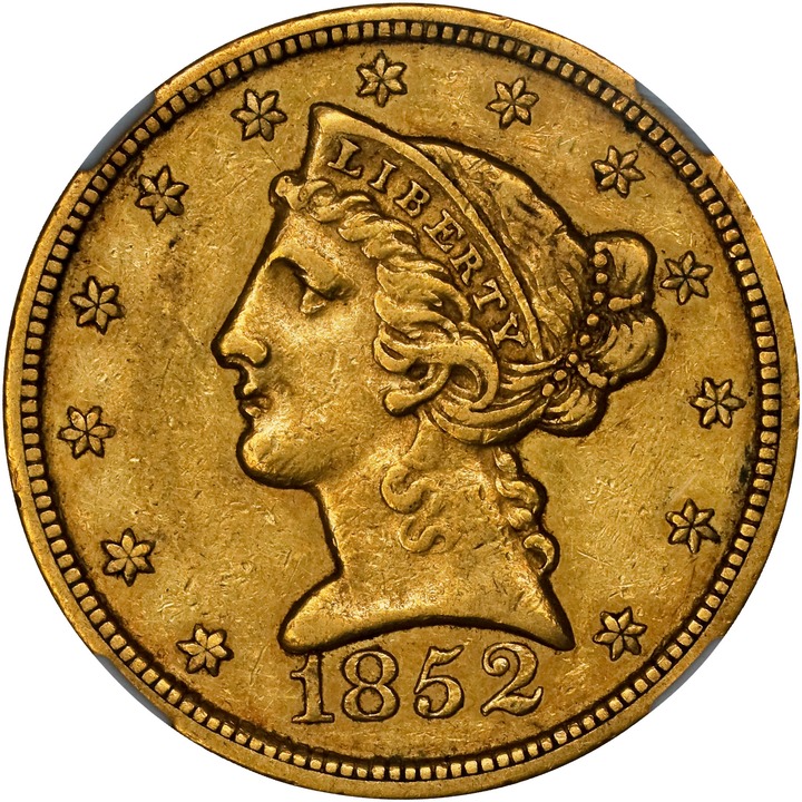1852-C $5  MS thumbnail 4