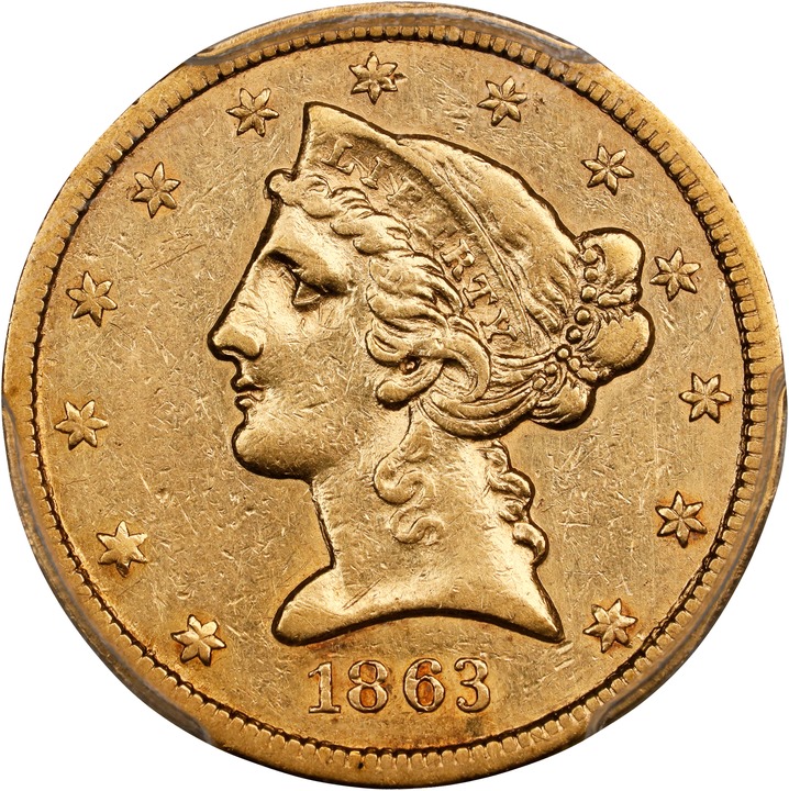 1863-S $5  MS thumbnail 2