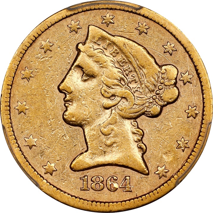 1864-S $5  MS thumbnail 3